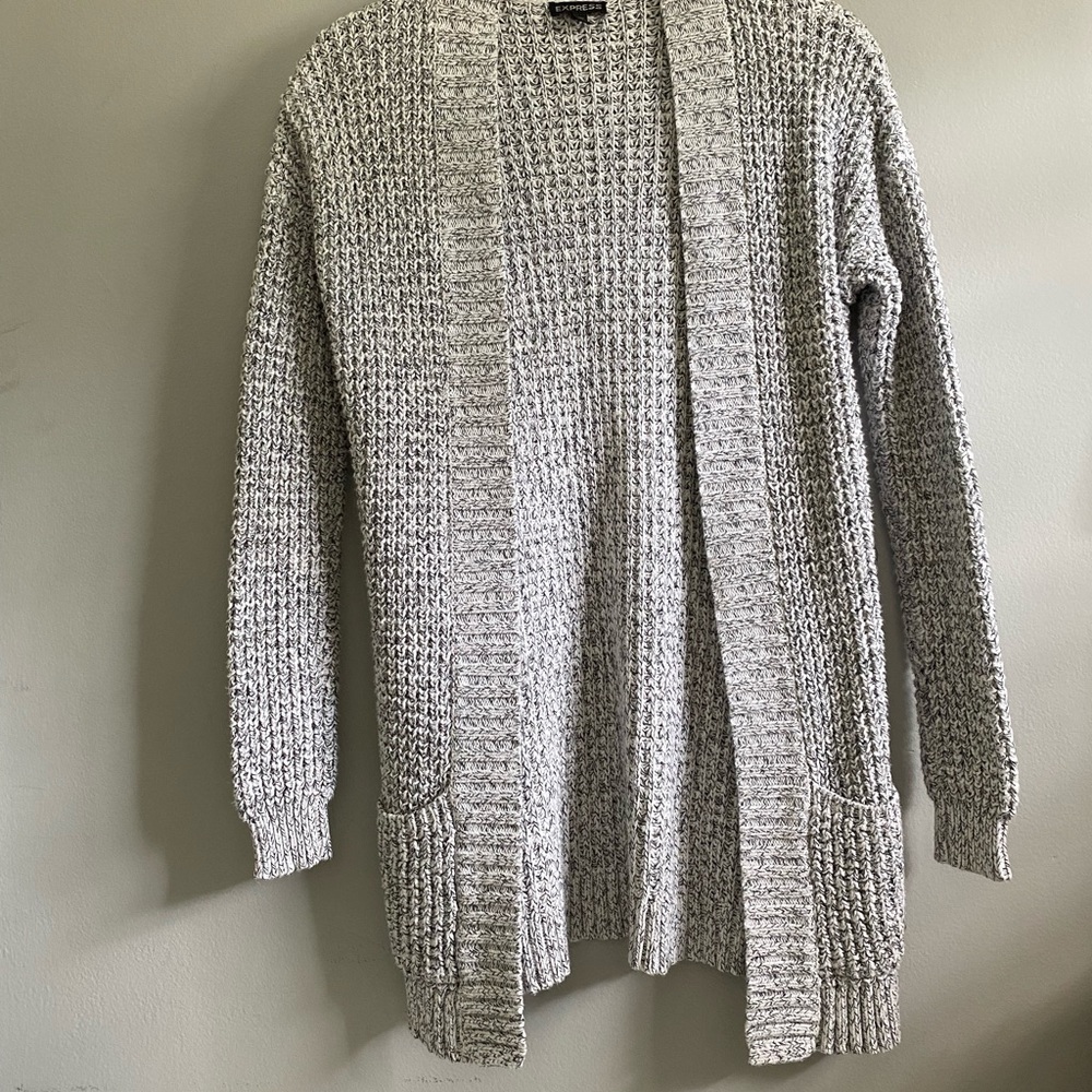 Express Light Gray Chunky Knit Cardigan